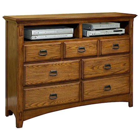 Seven-Drawer Entertainment Chest with Open Component Storage